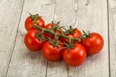 Taze olgun domates dalıyla izole edilmiş.