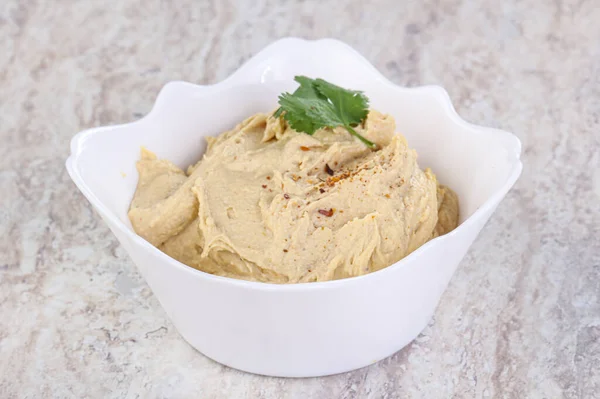 Veganská Kuchyně Tradiční Židovský Hummus Olivovým Olejem — Stock fotografie