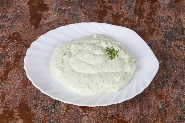 Cottage Cream Snack Herbs Garlic — Stock Photo, Image