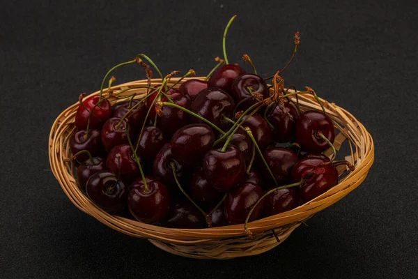 Sweet Ripe Bird Cherry Basket — Stock Photo, Image