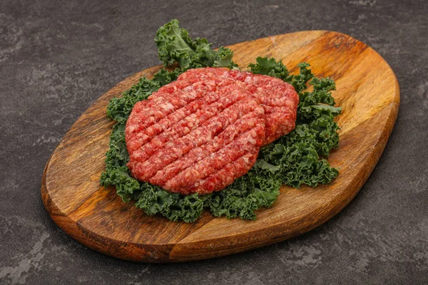 Raw Beef Burger Cutlet Grill — Stock Photo, Image