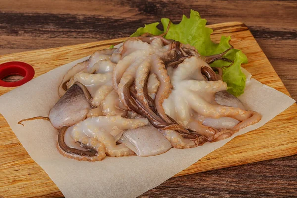 Rauwe Zeevruchten Octopus Voor Het Koken Het Bord — Stockfoto