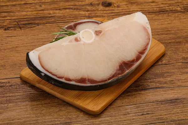 Raw Shark Steak Served Rosemary Cooking — Stock Photo, Image