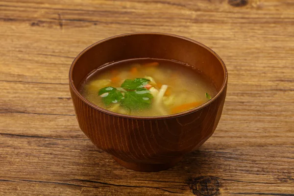 Sopa Frango Saborosa Com Cenoura Batata — Fotografia de Stock