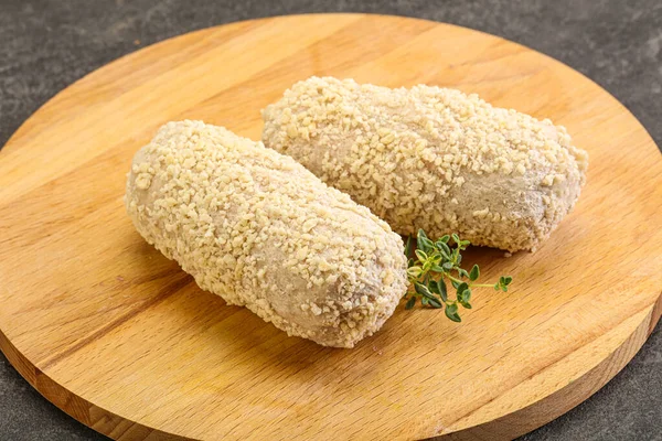 Costeleta Frango Pão Cru Para Assado — Fotografia de Stock