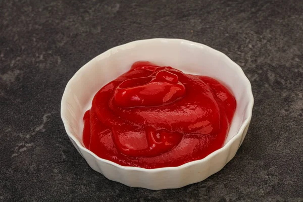 Ketchup Roșii Gustoase Castron — Fotografie, imagine de stoc