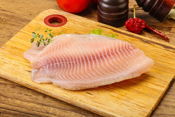 Raw Tilapia Fish Fillet Cooking — Stock Photo, Image