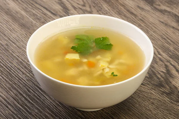 Sopa Frango Saborosa Com Cenoura Batata — Fotografia de Stock