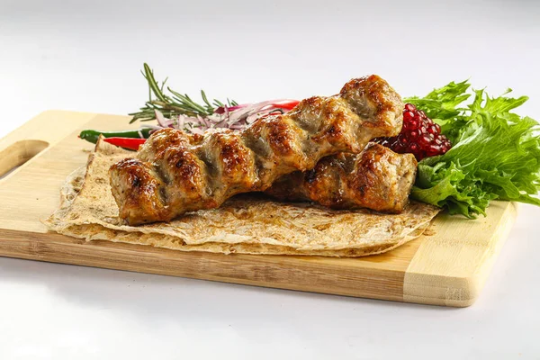 Carne Macinata Kebab Barbecue Alla Griglia Shashlik — Foto Stock