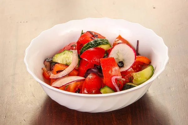 Salade Aux Légumes Frais Rondelles Oignon — Photo