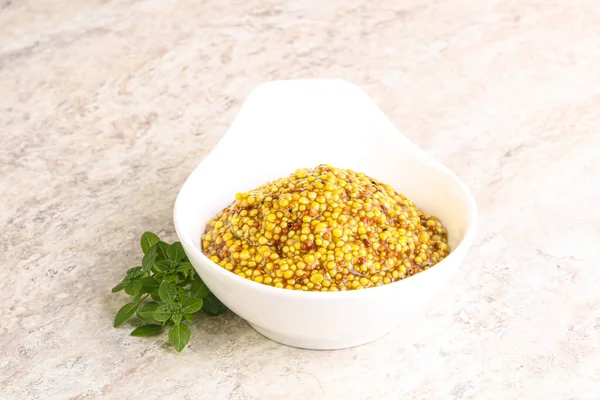 Grain Mustard Spicy Sauce Bowl — Stock Photo, Image
