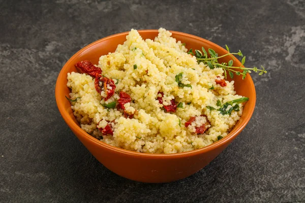 Uzina Vegetariana Cuscus Legume Patrunjel — Fotografie, imagine de stoc