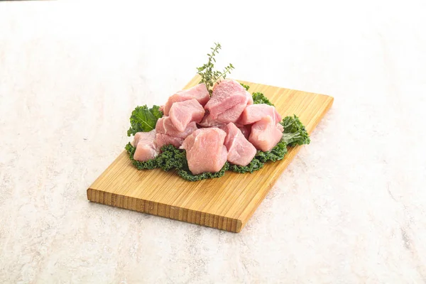 Raw Pork Meat Cubes Coocking Board — Stock Photo, Image