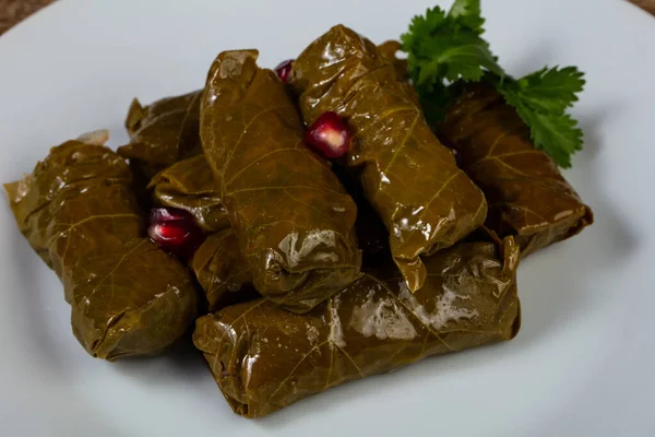 Dolma Tradicional Caucasiano Carne Picada Folhas Uva — Fotografia de Stock