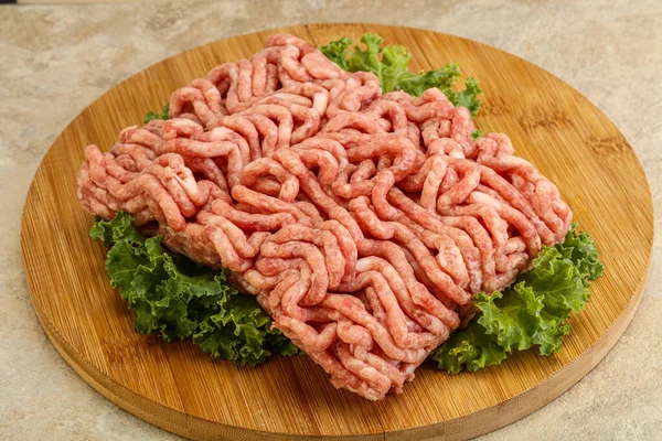 Raw Pork Minced Meat Board Cooking — Stock Photo, Image