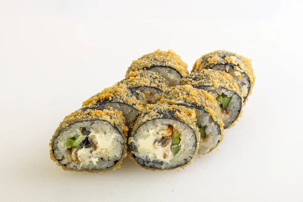 Japonská Kuchyně Tempura Rolka Rybami — Stock fotografie