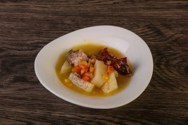 Sopa Guisante Con Costillas Cerdo Ahumadas — Foto de Stock