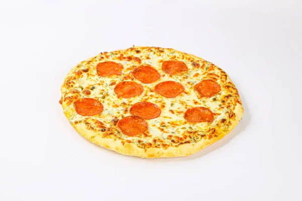 Cucina Tradizionale Italiana Pizza Peperoncino Con Salsicce Formaggi — Foto Stock