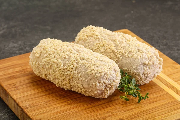 Costeleta Frango Pão Cru Para Assado — Fotografia de Stock