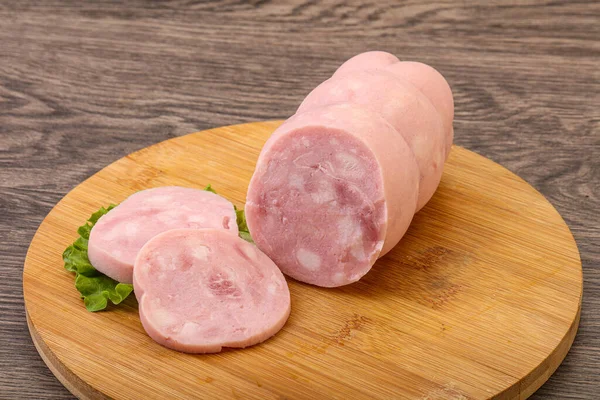 Natural Ham Two Slices Served Salad Leaves — Stock Photo, Image