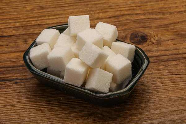 Refined White Granulated Sugar Cubs Bowl — Stock Photo, Image