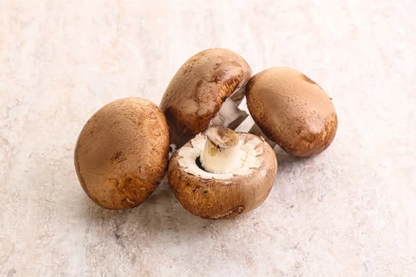 Raw Brown Champignons Mushroom Heap Cooking — Stock Photo, Image