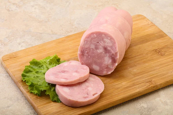 Natural Ham Two Slices Served Salad Leaves — Stock Photo, Image