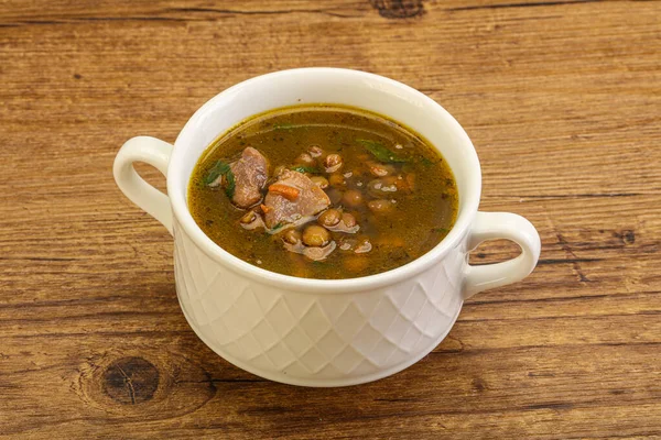 Traditional Lentil Soup Chicken Vegetables — Stock Photo, Image