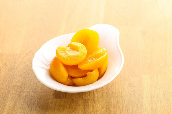 Canned Apricot Sweet Light Dessert Bowl — Stock Photo, Image