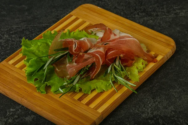 Sliced Pork Jamon Meat Rosemary — Stock Photo, Image