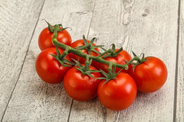 Taze olgun domates dalıyla izole edilmiş.