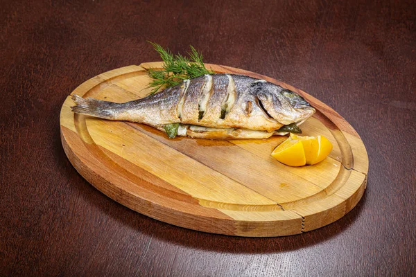 Baked Dorado Fish Served Lemon Dill — Stock Photo, Image