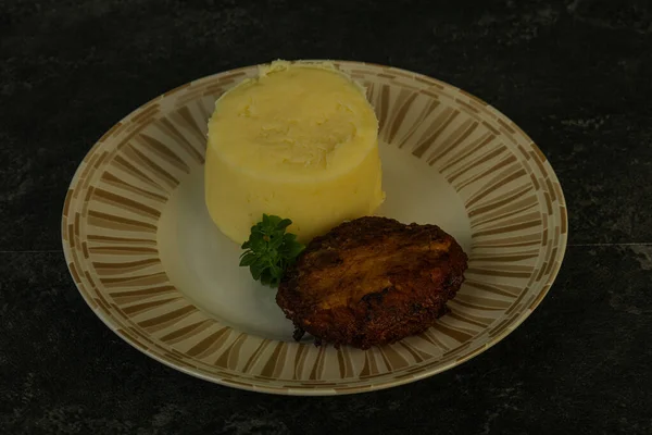 Mashed Potato Homemade Pork Cutlet — Stock Photo, Image