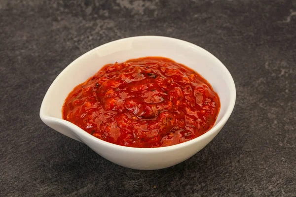 Tomato Hot Spicy Sauce Bowl — Stock Photo, Image