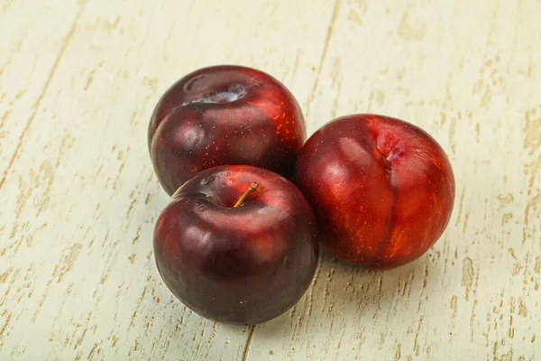 Ameixa Saborosa Doce Madura Amontoado Frutas — Fotografia de Stock