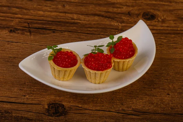 Apetizer Tartlet Red Caviar Snack — Stock Photo, Image
