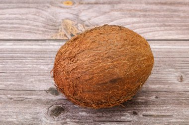 Arka planda tropik kahverengi hindistan cevizi izole edildi