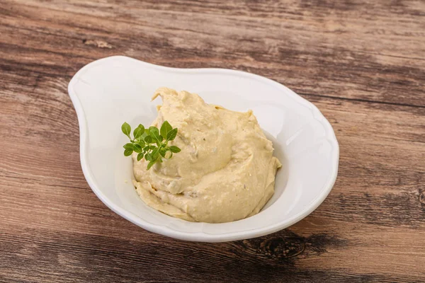 Vegan Food Hummus Dip Olivovým Olejem — Stock fotografie