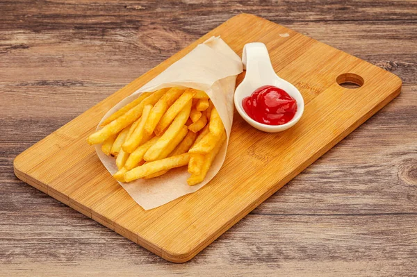 Franse Fry Aardappel Met Tomatensaus — Stockfoto