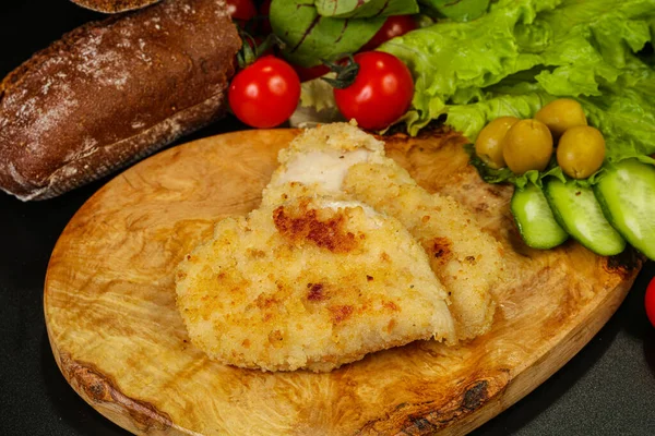 Roasted Hot Tasty Crispy Pork Schnitzel — Stock Photo, Image