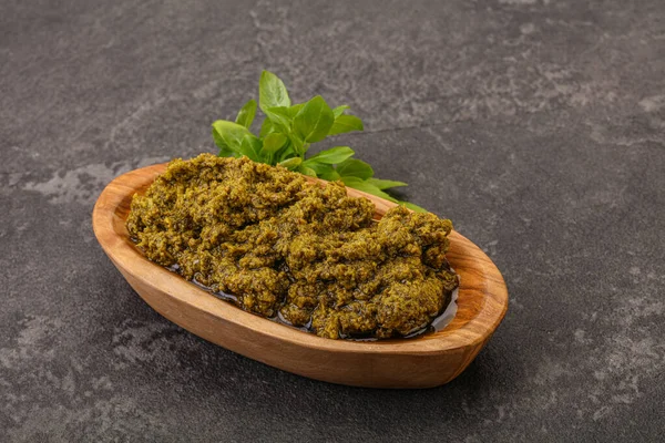 Pesto Salsa Verde Con Basilico Cedro — Foto Stock