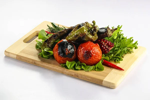 Barbacoa Verduras Parrilla Tomate Pimiento Berenjena — Foto de Stock