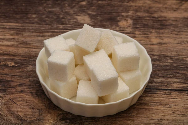 Refined White Granulated Sugar Cubs Bowl — Stock Photo, Image