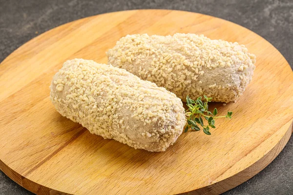 Costeleta Frango Pão Cru Para Assado — Fotografia de Stock