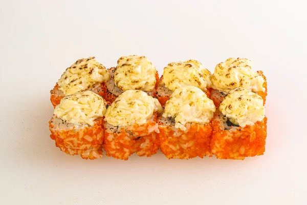 Rollo Horneado Tradicional Japonés Con Pescado Salsa — Foto de Stock