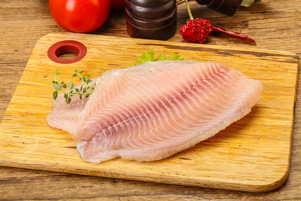 Fillet Ikan Tilapia Mentah Untuk Dimasak — Stok Foto