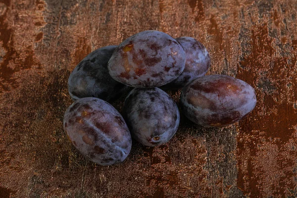 Purple Sweet Ripe Tasty Plum Heap — Stock Photo, Image