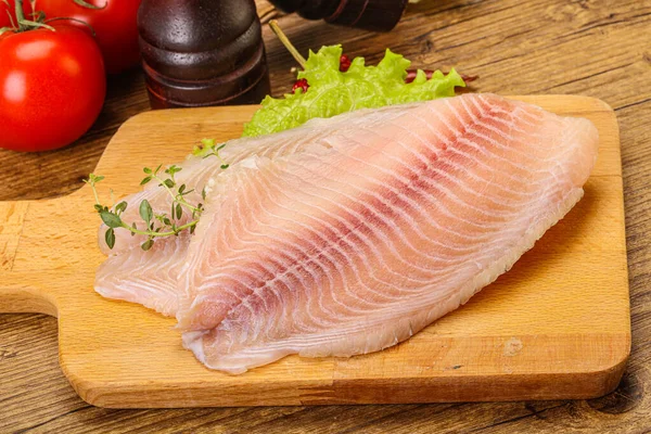 Raw Tilapia Fish Fillet Cooking — Stock Photo, Image