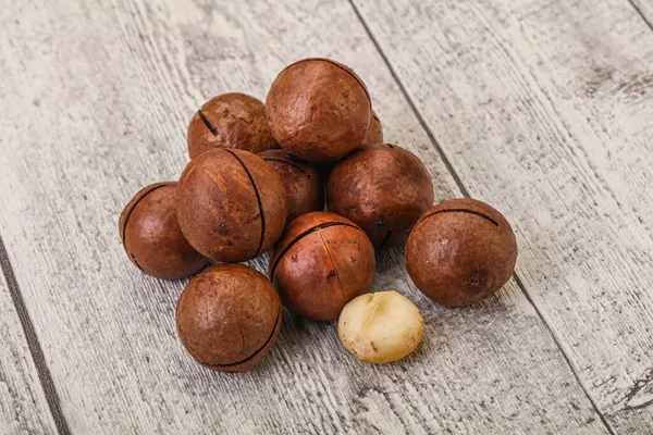 Brown Primo Piano Mucchio Noci Macadamia Sfondo — Foto Stock