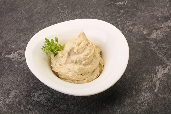 Vegan Food Hummus Dip Olivovým Olejem — Stock fotografie